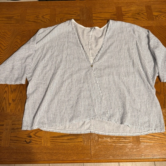 Meo Meli Linen Blend Kimono Top Cardigan Striped O/S Lagenlook Relaxed Fit Boho - Picture 4 of 16